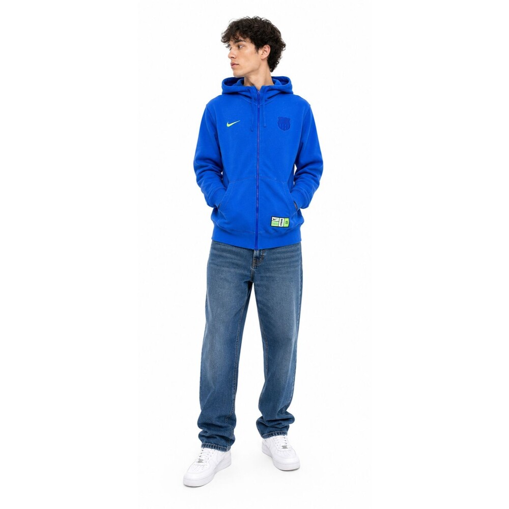 Nike FC Barcelona Distressed Zip Hoodie Blue Men’s Medium Barça Soccer Jacket